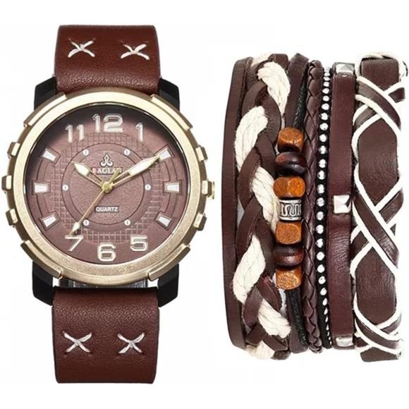 MINILUJIA 4pcs/Set Men or Women Wristwatch with Free Bracelet Leather Wristwatch main image 7